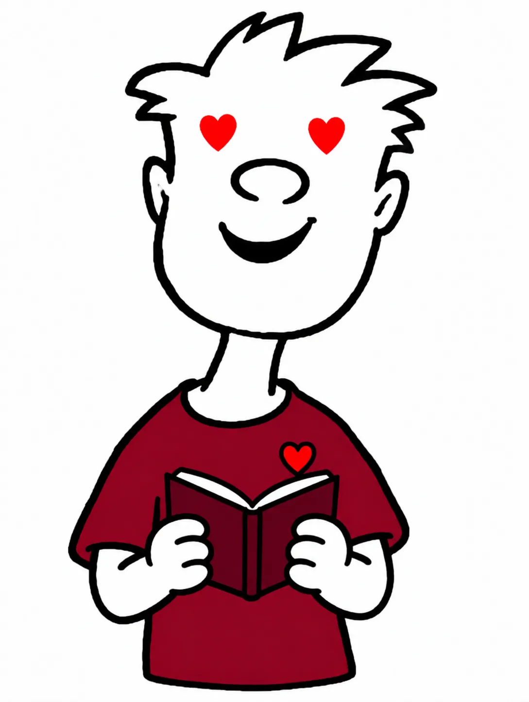 Hugo lendo um livro aberto